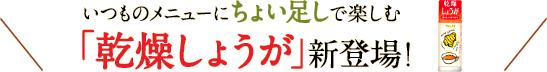 いつものメニューにちょい足しで楽しむ「乾燥しょうが」新登場!