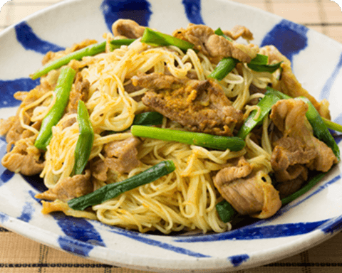 カレー風味のそうめんチャンプル レシピ画像