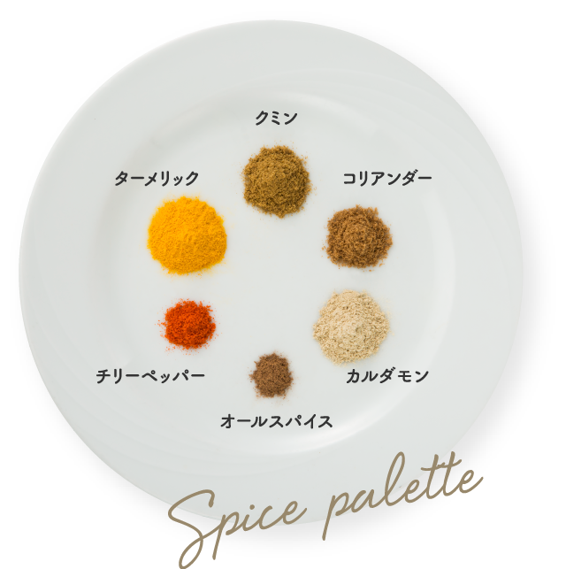 じゃがいもとほうれん草のカレーのスパイスパレット