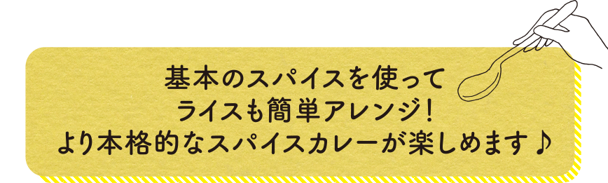 基本のスパイスを使ってライスも簡単アレンジ！より本格的なスパイスカレーを楽しめます♪