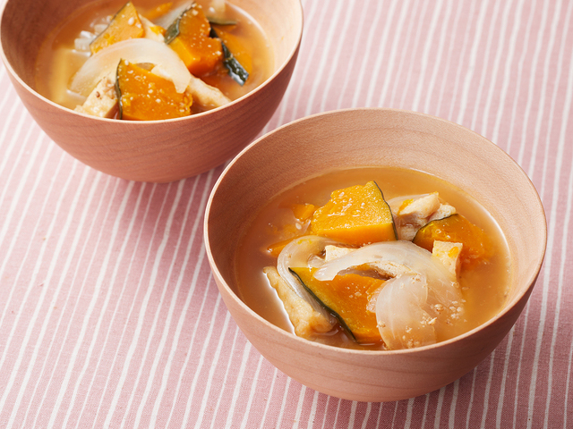 かぼちゃと玉ねぎのみそ汁