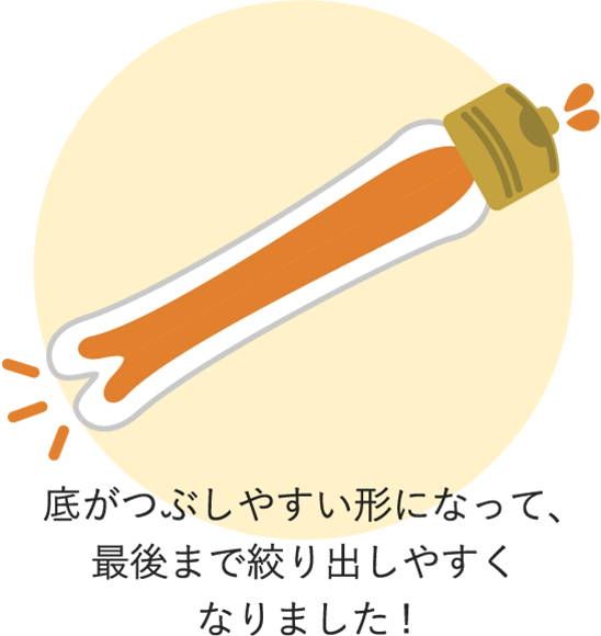 底がつぶしやすい形になって、最後まで絞り出しやすくなりました!