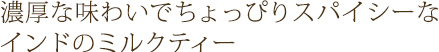 濃厚な味わいでちょっぴりスパイシーなインドのミルクティー