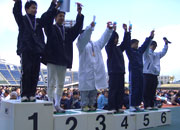 6年男子表彰。1位の矢野くんと2位港くんが僅差の名勝負を演じた。