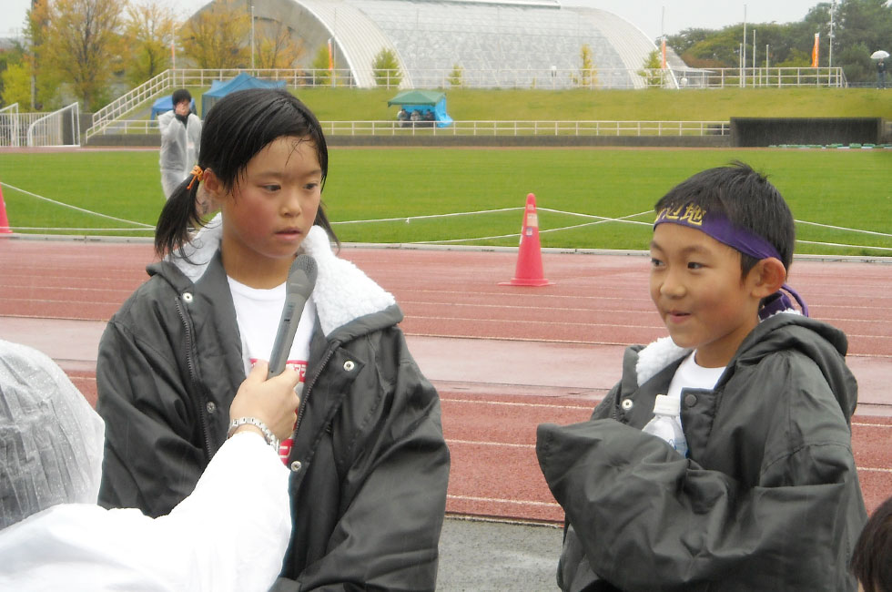 3年男女優勝インタビュー。男子は飯山くん、女子は山口さん。二人とも3連覇の快挙。