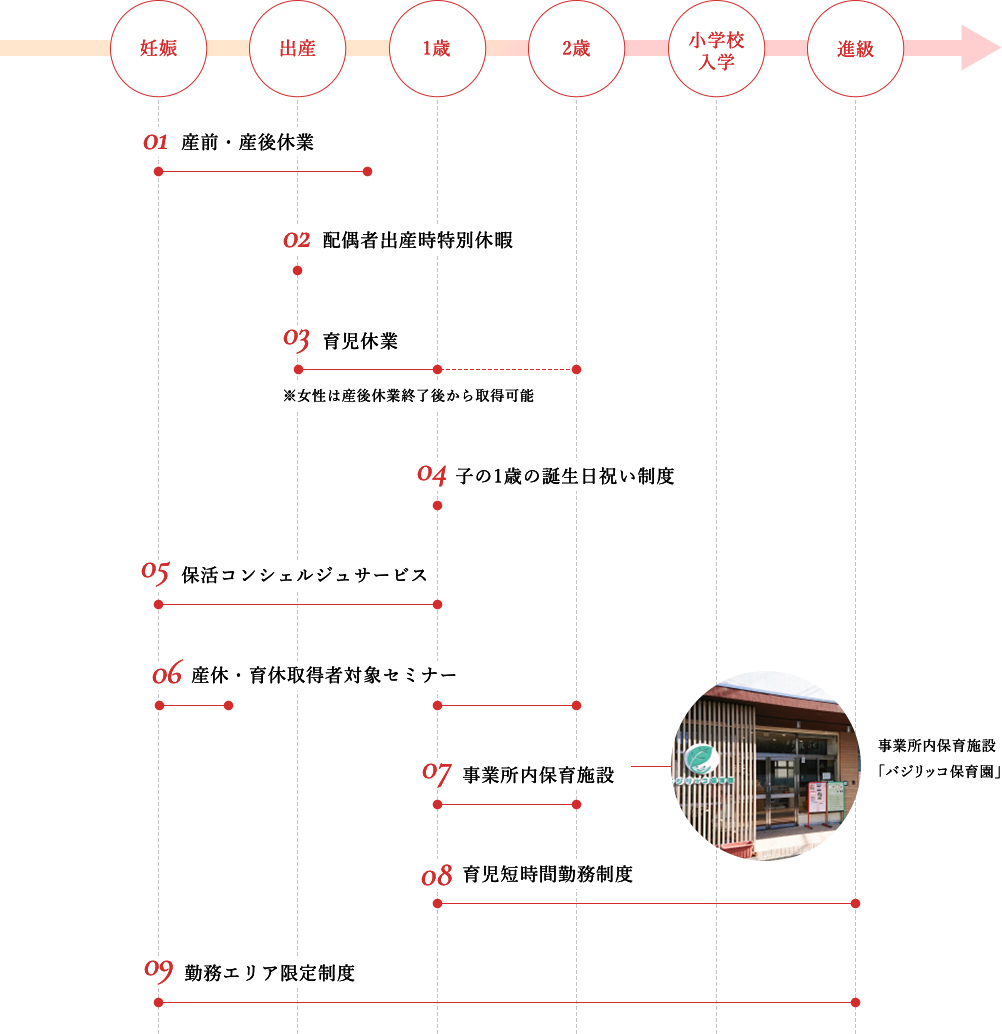 主な育児制度と流れ