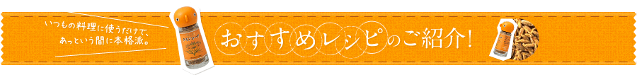 いつもの料理に使うだけで、あっという間に本格派。　おすすめレシピのご紹介！