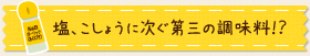 塩、こしょうに次ぐ第三の調味料！？