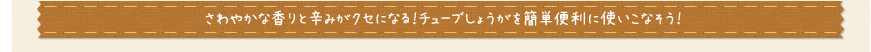 さわやかな香りと辛みがクセになる!チューブしょうがを簡単便利に使いこなそう!