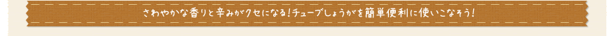 さわやかな香りと辛みがクセになる！チューブしょうがを簡単便利に使いこなそう！