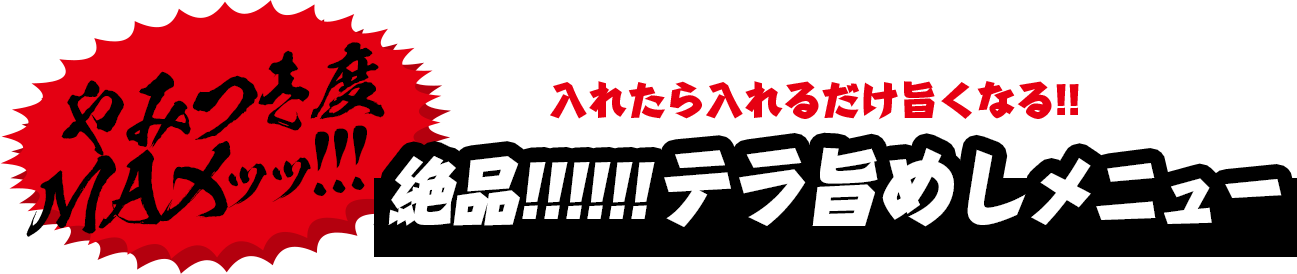 やみつき度MAXッッ!!!絶品!!!!!!テラ旨めしメニュー